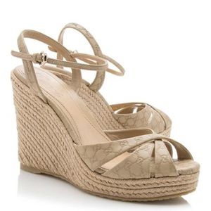 Authentic Gucci "Penelope" Espadrille Logo Wedges